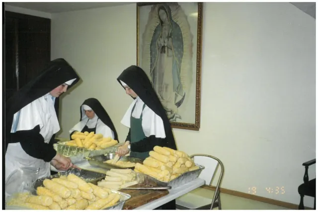 Sisters preparing food together.